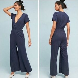 Anthropologie Navy Blue Knit Jumpsuit